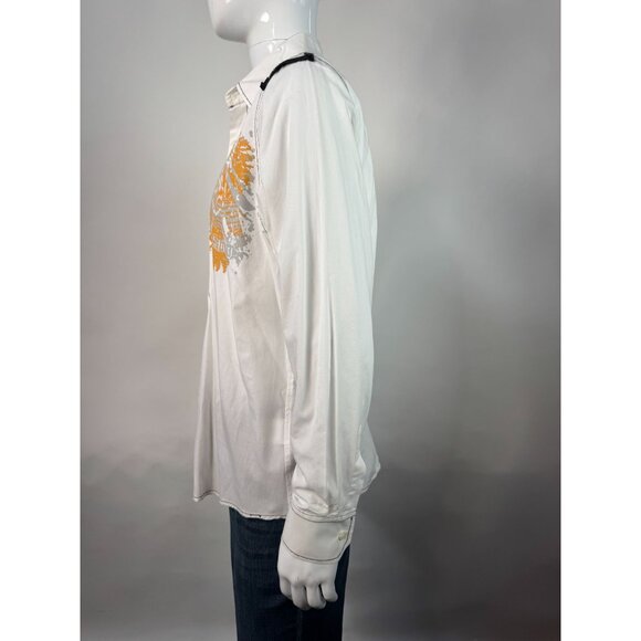 Zeuz Mens Button-Up Shirt With Eagle Graphic & FOR Text On Shoulder M 100% Cotto - Picture 11 of 16